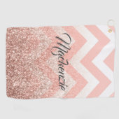 Rose Chevrons und Glitzer Golfhandtuch (Horizontal)
