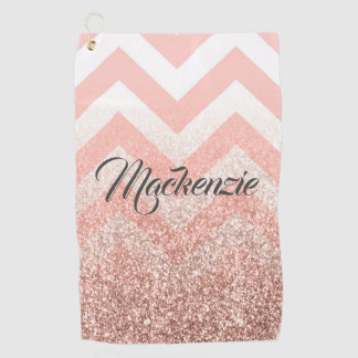 Rose Chevrons und Glitzer Golfhandtuch