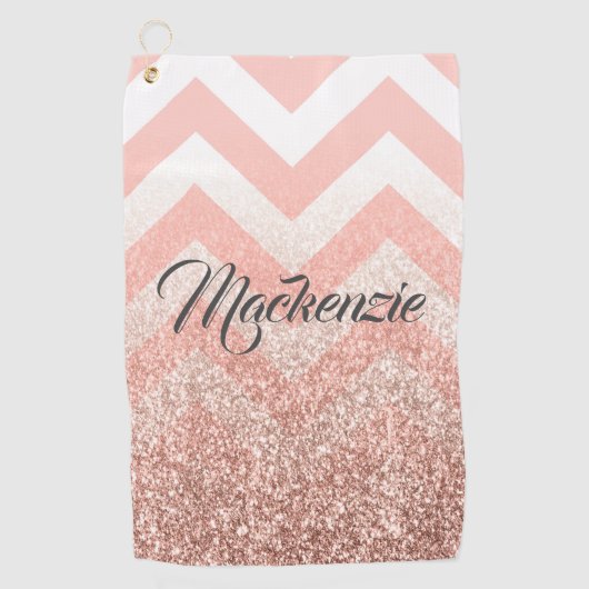 Rose Chevrons und Glitzer Golfhandtuch (Vorderseite)