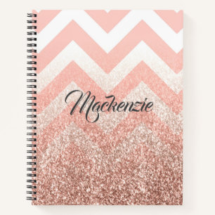 Rose Chevrons und Glitzer Notizblock
