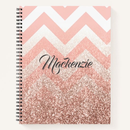 Rose Chevrons und Glitzer Notizblock (Vorderseite)