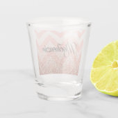 Rose Chevrons und Glitzer Schnapsglas (Rückseite)