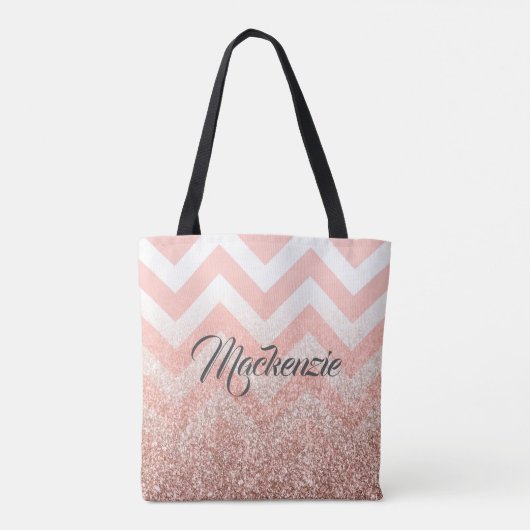 Rose Chevrons und Glitzer Tasche (Rückseite)