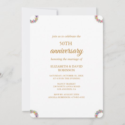 Rose Chic Feier 50 Jahre Hochzeit Einladung (Vorderseite)