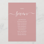 Rose Chic Script Tischnummer Seekarte (Rückseite)