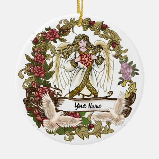 Rose Christliche Engelschmuck Keramik Ornament (Vorne)