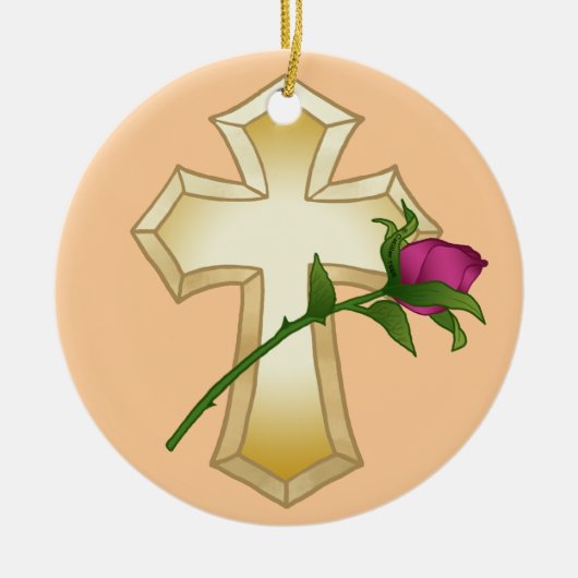 Rose Christliche Kreuzverzierung Keramik Ornament (Vorne)