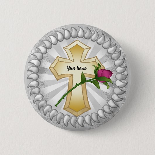 Rose Christlicher Button (Vorderseite)