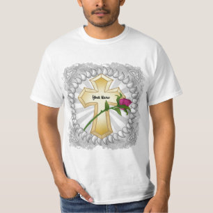 Rose Christliches Kreuz T-Shirt