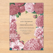 Rosé Clay, Terra Pink & Peony Smoke Floral Wedding Acryleinladungen (Vorderseite)