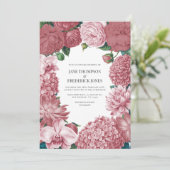 Rosé Clay, Terra Pink & Peony Smoke Floral Wedding Einladung (Stehend Vorderseite)