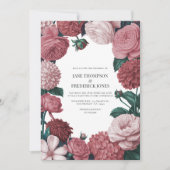 Rosé Clay, Terra Pink & Peony Smoke Floral Wedding Einladung (Vorderseite)