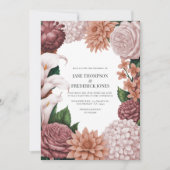 Rosé Clay, Terra Pink & Peony Smoke Floral Wedding Einladung (Vorderseite)