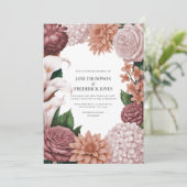 Rosé Clay, Terra Pink & Peony Smoke Floral Wedding Einladung (Stehend Vorderseite)