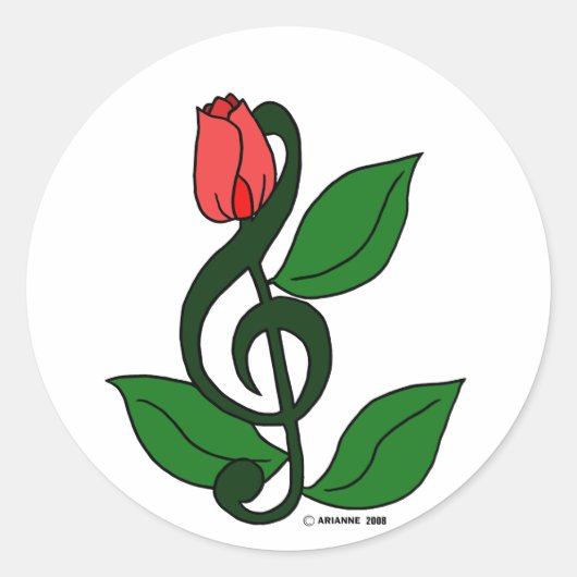 Rose Clef Runder Aufkleber (Vorderseite)