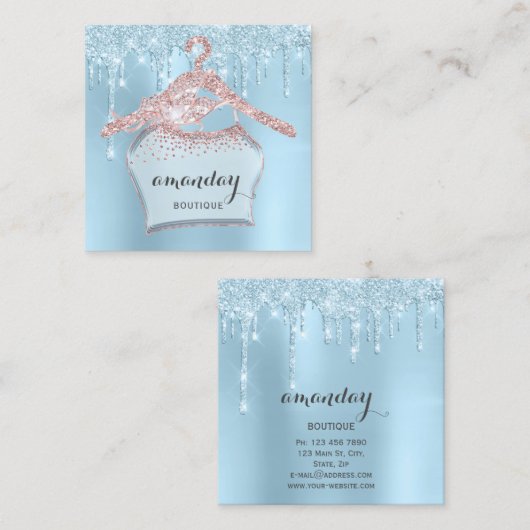 Rose Closet Kleidung Kleidung Boutique Tropfen Quadratische Visitenkarte (Vorne/Hinten)