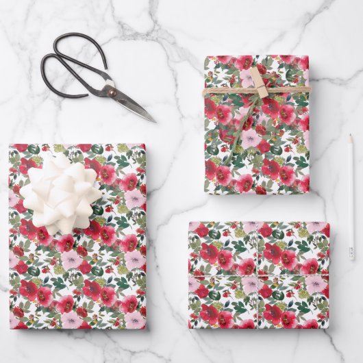 Rose Cluster Wrapping Paper Geschenkpapier Set (Vorderseite)