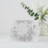 Rose Coloring Sheet Postcard Postkarte (Stehend Vorderseite)