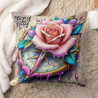 "Rose Compass: A Symbol of Love and Bliss" Kissen