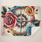 "Rose Compass: A Symbol of Love and Bliss" Sherpadecke (Vorderseite (Horizontal))