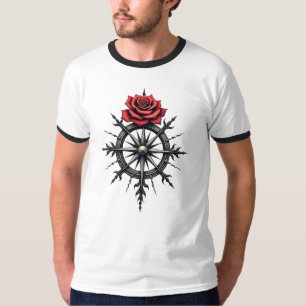 Rose Compass of Mystique - Tattoo Style Symbol T-Shirt