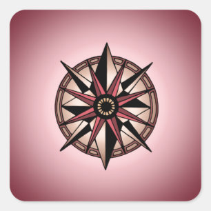 Rose Compass Star Quadratischer Aufkleber