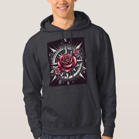 Rose Compass Tattoo Hoodie (Vorderseite)
