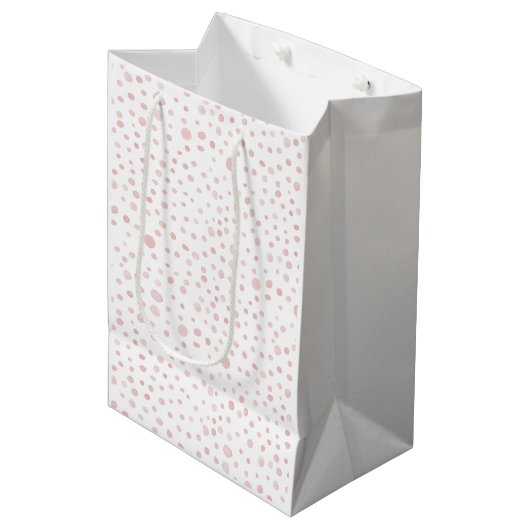Rose Confetti Wasserfarbe Dots Geschenktasche Mittlere Geschenktüte (Vorderseite Schrägansicht)