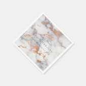 Rose Coral Gold Weißer grauer Marmor Party Serviette (Ecke)