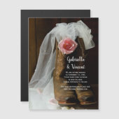 Rose Cowboy Boots Hochzeit speichern das Datum Magneteinladung (Vorne/Hinten)