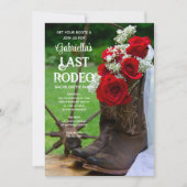 Rose Cowboy Boots Letztes Rodeo Junggeselinnen-Abs Einladung (Vorderseite)