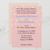 Rose Cream Polka Dots Blue Wedding Einladung (Vorne/Hinten)
