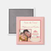 Rose/Creme Hochzeitstorte Magnet (Vorderseite/Rückseite)
