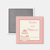 Rose/Creme Wedding Cake Magnet Gefallen (Vorderseite/Rückseite)