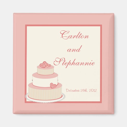 Rose/Creme Wedding Cake Magnet Gefallen (Vorne)
