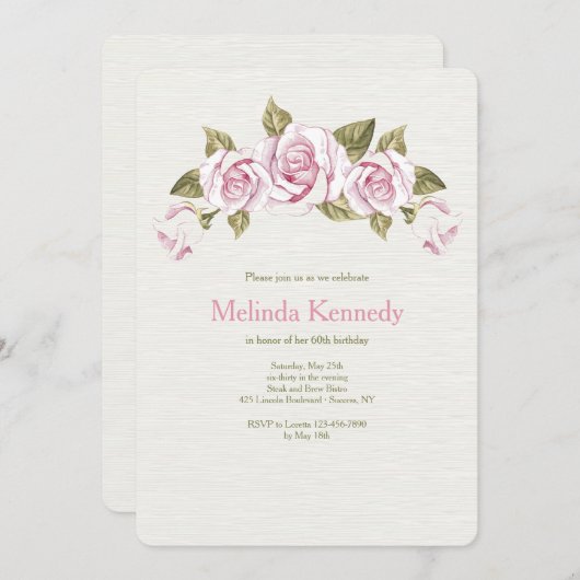 Rose Crescent Einladung (Vorne/Hinten)