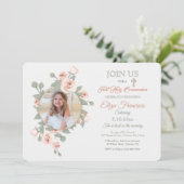 Rose Crescent Foto Religiöse Einladungen (Stehend Vorderseite)