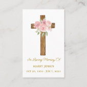 Rose Cross Memorial Funeral Prayer Card Visitenkarte (Vorderseite)