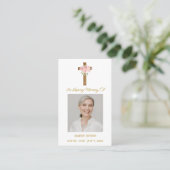 Rose Cross Memorial Photo Funeral Prayer Card Visitenkarte (Stehend Vorderseite)