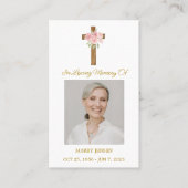 Rose Cross Memorial Photo Funeral Prayer Card Visitenkarte (Vorderseite)