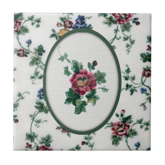 Rose Cross Stitch Tile Fliese (Vorderseite)