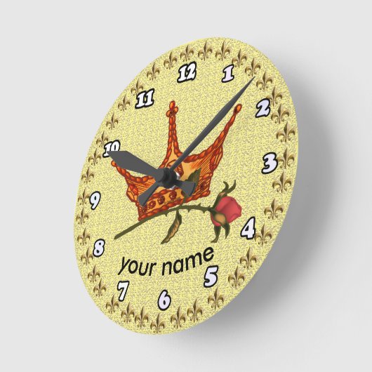 Rose Crown Runde Wanduhr (Winkel)