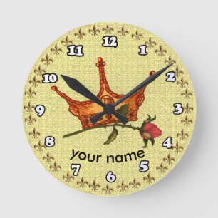 Rose Crown Runde Wanduhr