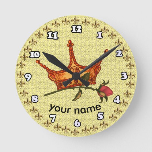 Rose Crown Runde Wanduhr (Vorderseite)