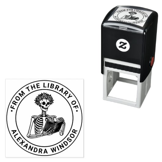 Rose Crown Skeleton Lesen Bibliotheksname Permastempel (Beispiel)