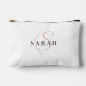 Rose Cute Monogram Personalized Bridesmaid Gift Zubehörtasche (Vorderseite)