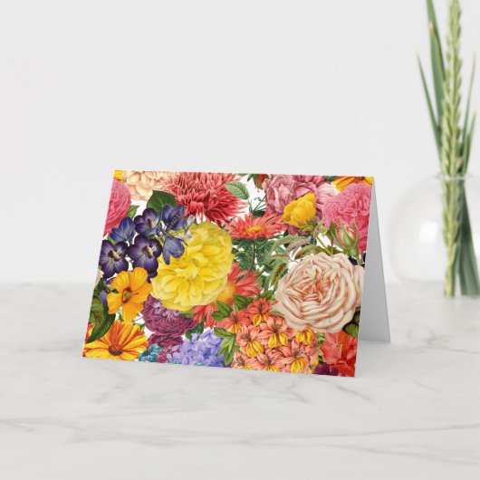 Rose, Dahlien und marigold Blume Muster  Karte (Vorderseite)