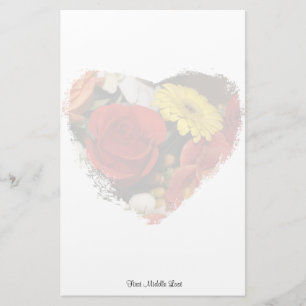Rose Daisy Bouquet Herz Custom Briefpapier