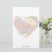 Rose Daisy Bouquet Herz Custom Briefpapier (Stehend Vorderseite)