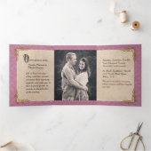 Rose Damask Fairy Tale Wedding Foto Dreifach Gefaltete Einladung (Innenseite)